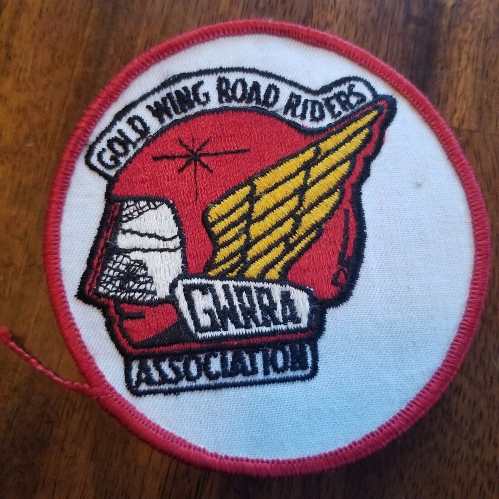 Rare Honda GWRRA Biker Patch Vest Badge Emblem Red And White Gold Wing Road Ride